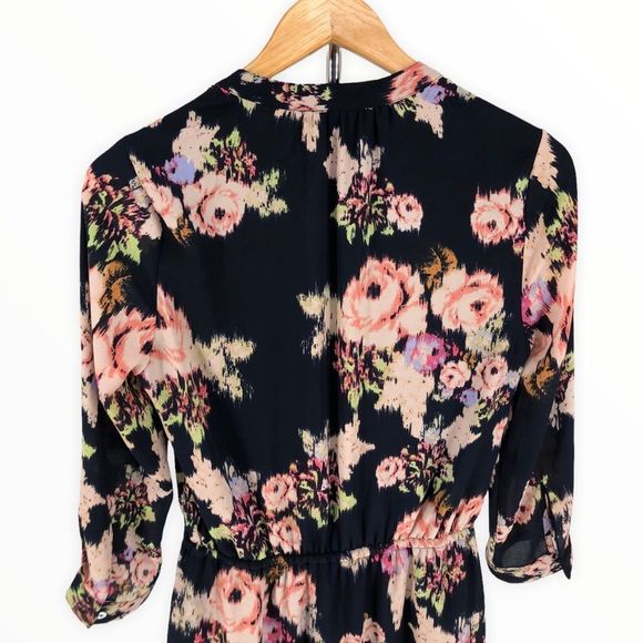 Daniel Rainn Floral Roll Tab Sleeve and Hem Drawstring Waist Dress size XS - Picture 5 of 11